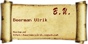 Beerman Ulrik névjegykártya
